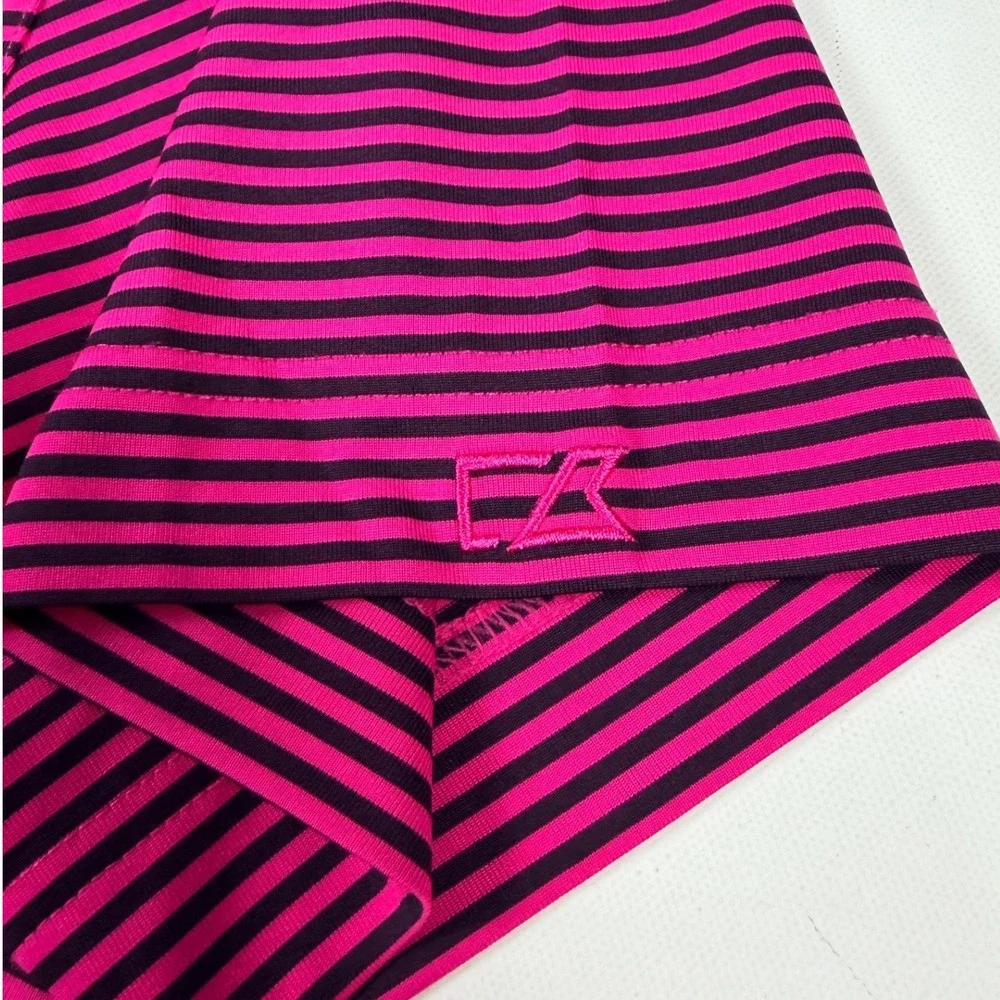 Cutter & Buck Polo Shirt Mens Medium Pink‎ Striped Excellent Short Sleeve Golf